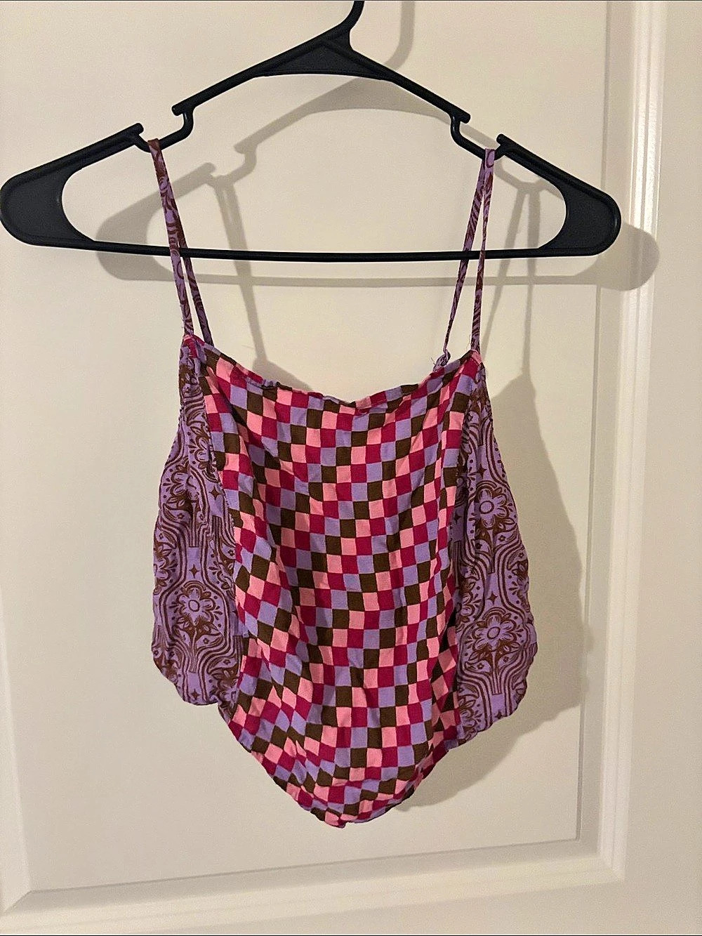 Crop Tank Top Checkered Size Small Like New